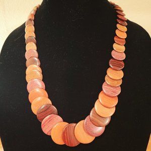 Wooden disc 28" necklace